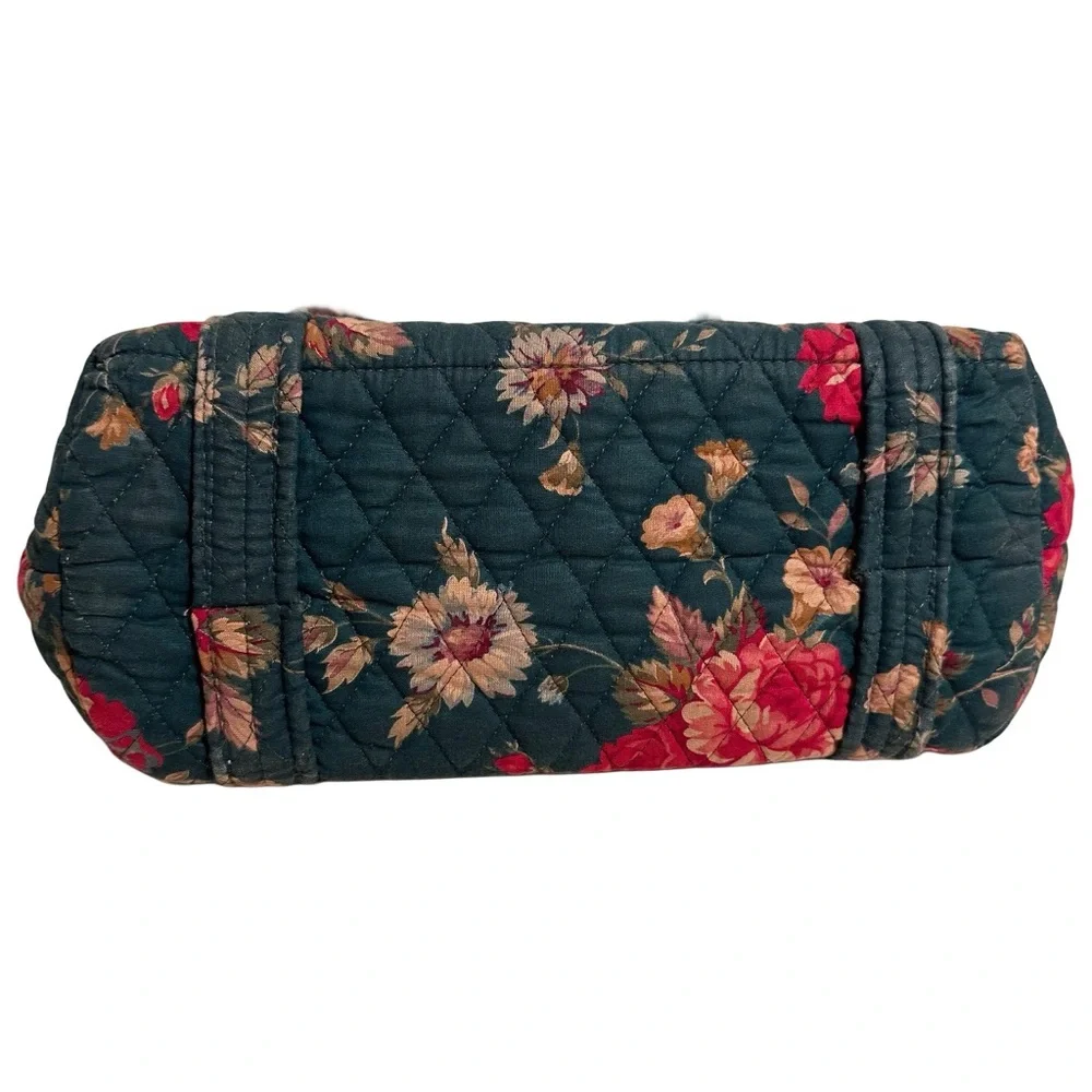 80s Vintage Vera Bradley Greenbriar Red Roses Quilted Floral Tote Shoulder Bag
